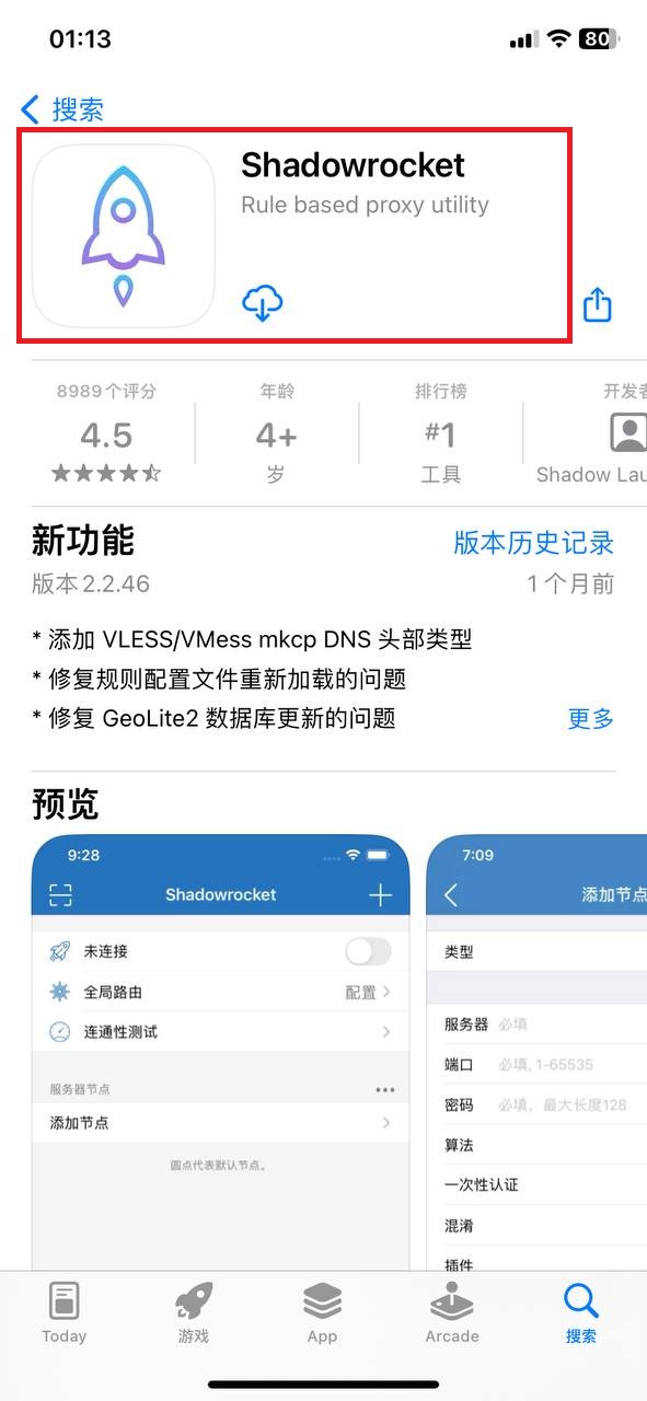 App Store 中搜索 Shadowrocket